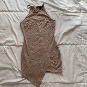 High neck assymetrical mini